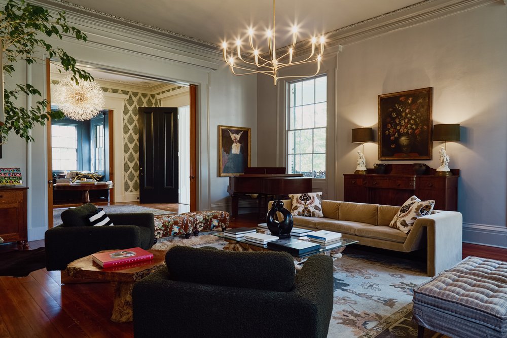Elegant parlor room with comfortable seating for family gatherings
